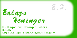 balazs heninger business card